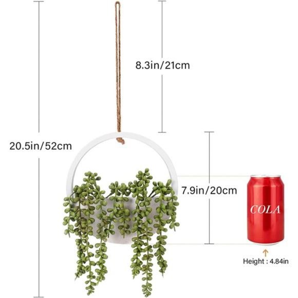 2pcs Artificial Succulents Hanging Plants 12.2'' Fake String of Pearls in Pot - Picture 2 of 6
